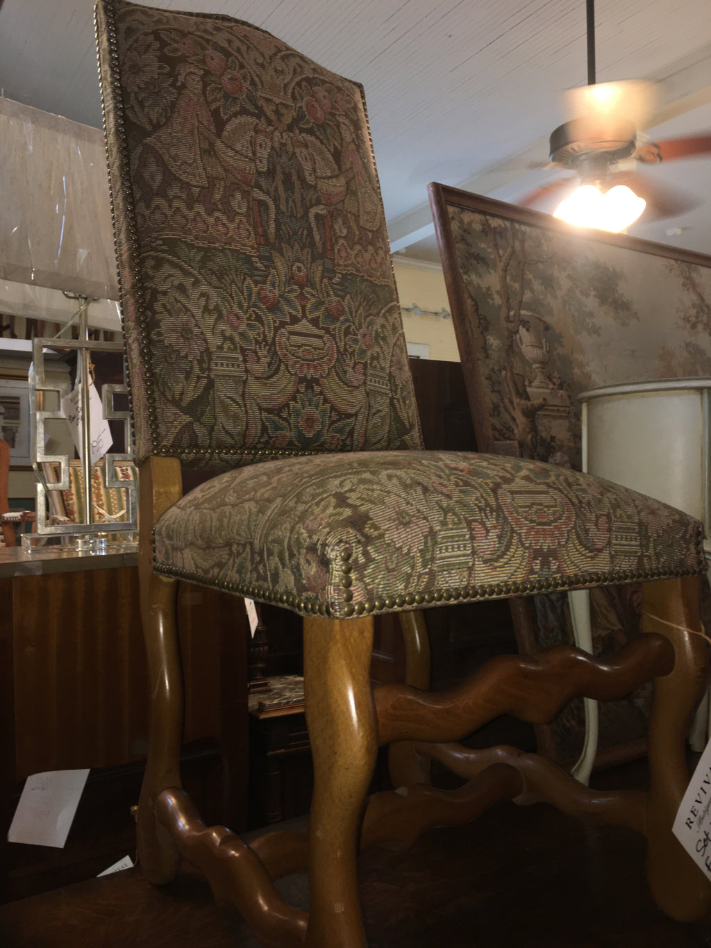 SET OF 6 FRENCH HIGH BACK MOUTON FOOT DINING CHAIRS  c.1920s