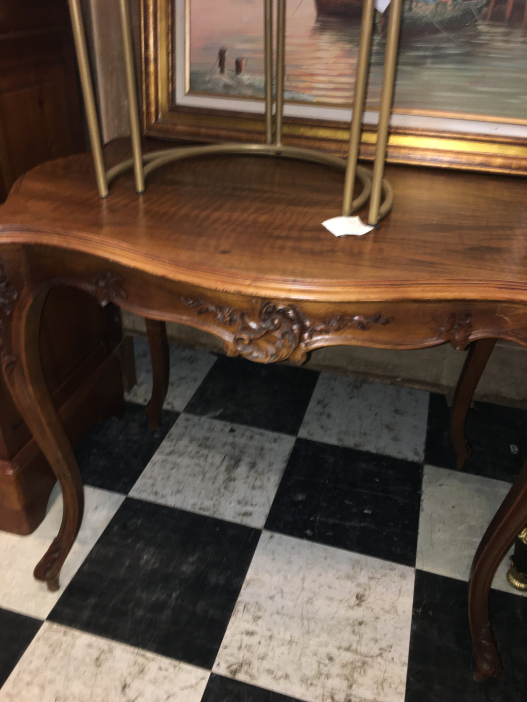 FRENCH CARVED WALNUT PARLOR TABLE  c.1900