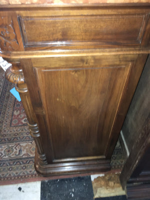 FRENCH WALNUT RENAISSANCE STYLE MARBLE TOP SHALLOW SIDEBOARD  c.1900