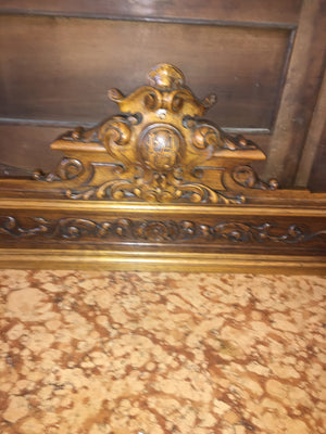 FRENCH WALNUT RENAISSANCE STYLE MARBLE TOP SHALLOW SIDEBOARD  c.1900