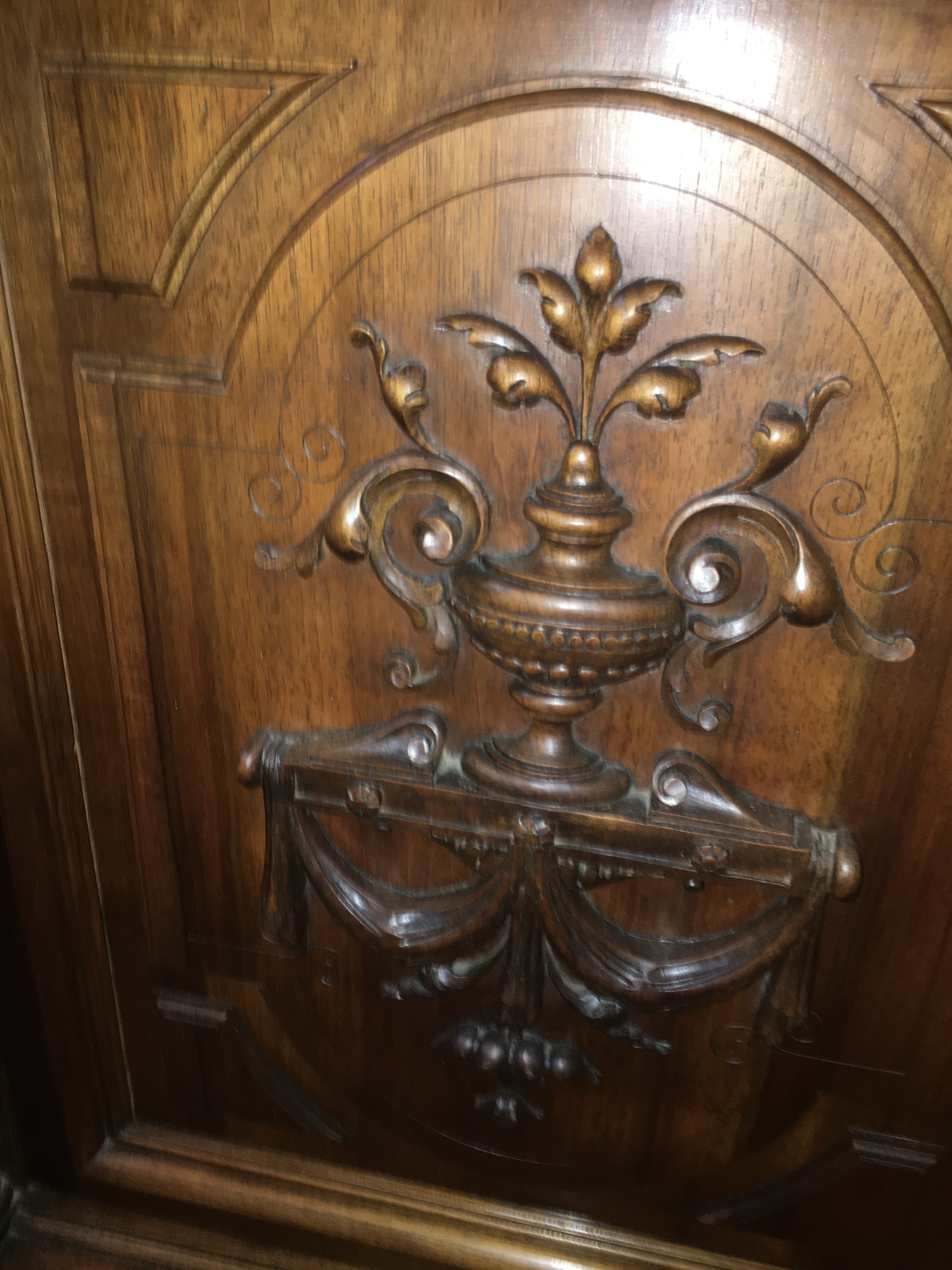 FRENCH WALNUT RENAISSANCE STYLE MARBLE TOP SHALLOW SIDEBOARD  c.1900