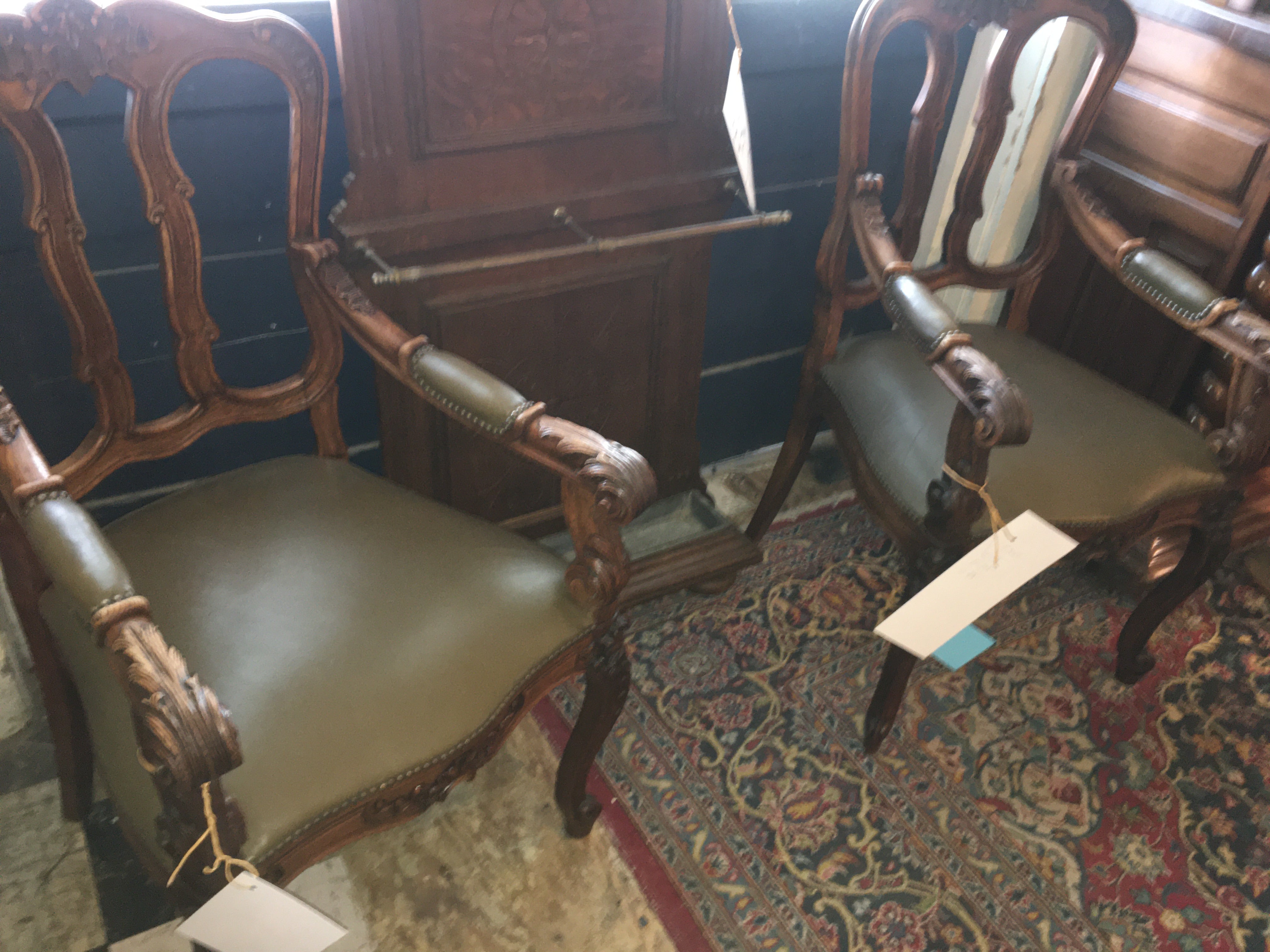 PAIR FRENCH OAK CAPTAINS OR ARM CHAIRS  c.1920s