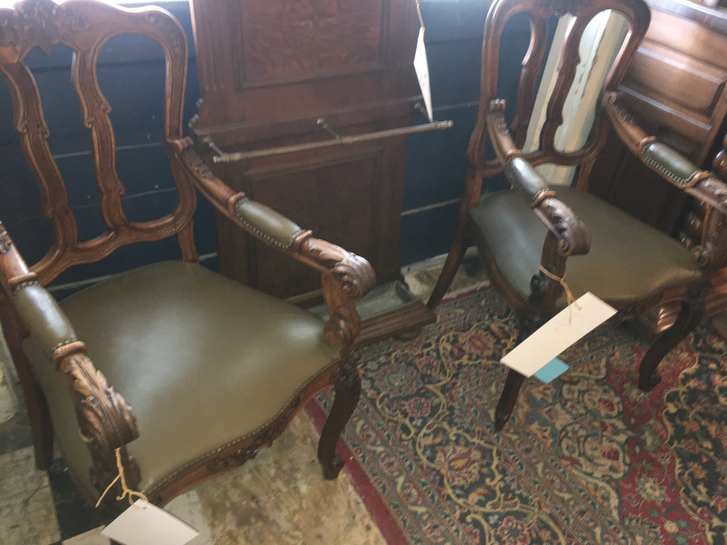 PAIR FRENCH OAK CAPTAINS OR ARM CHAIRS  c.1920s