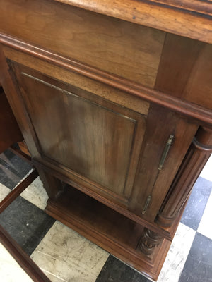 HENRI II STYLE CARVED WALNUT MARBLE TOP-MIRROR BACK DESSERT SERVER  c.1900
