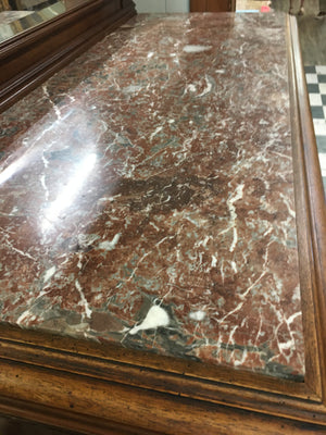 HENRI II STYLE CARVED WALNUT MARBLE TOP-MIRROR BACK DESSERT SERVER  c.1900