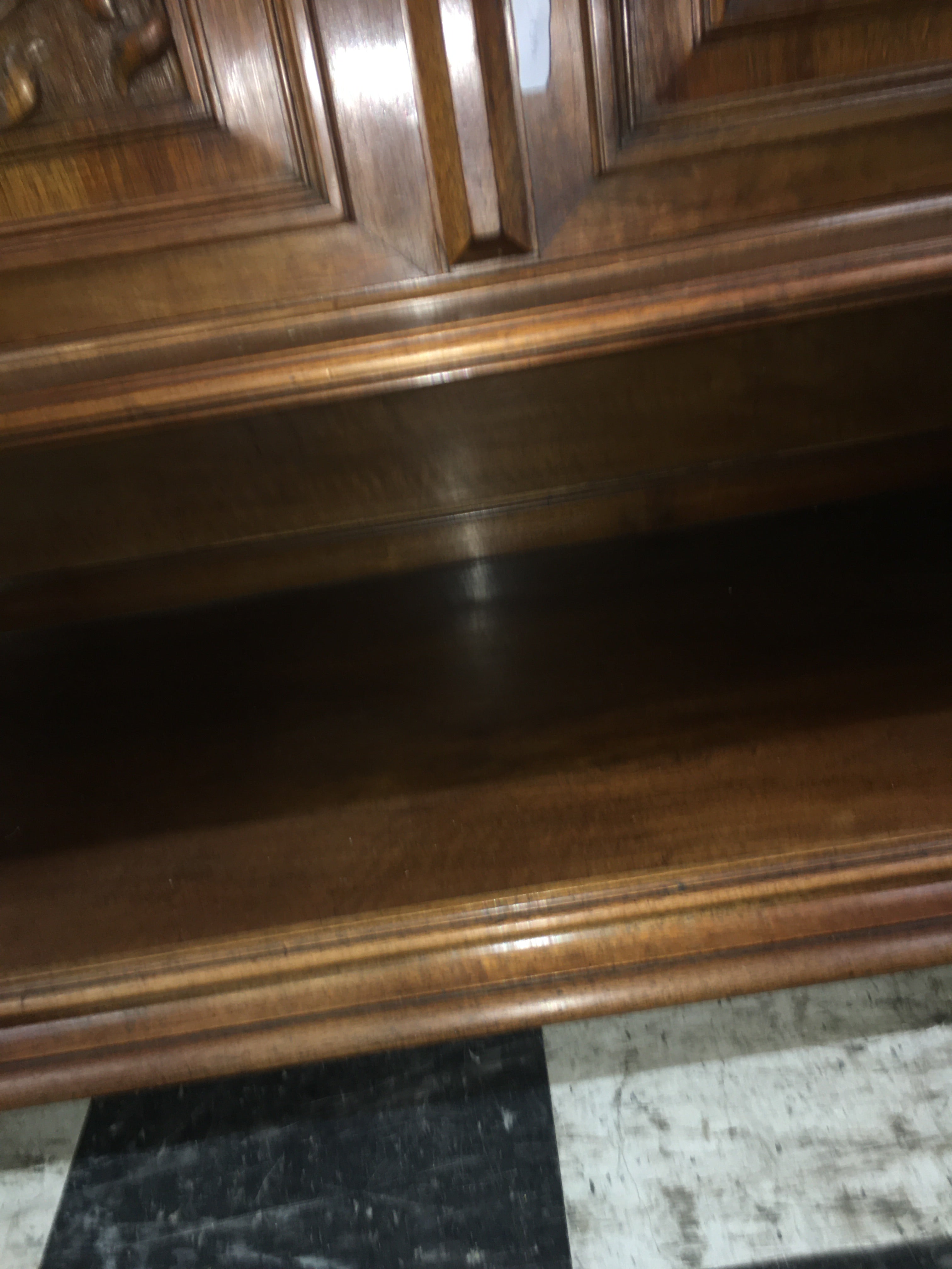 HENRI II STYLE CARVED WALNUT MARBLE TOP-MIRROR BACK DESSERT SERVER  c.1900