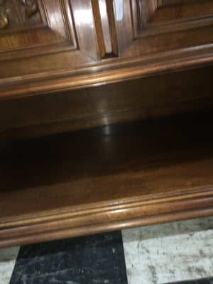 HENRI II STYLE CARVED WALNUT MARBLE TOP-MIRROR BACK DESSERT SERVER  c.1900