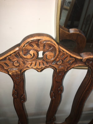 SET OF 6 RARE FRENCH EMBOSSED LEATHER DINING CHAIRS  c.1900