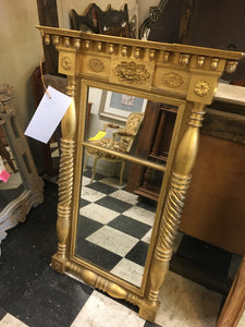 ANTIQUE COLUMNED FRENCH GILT MIRROR c.1900