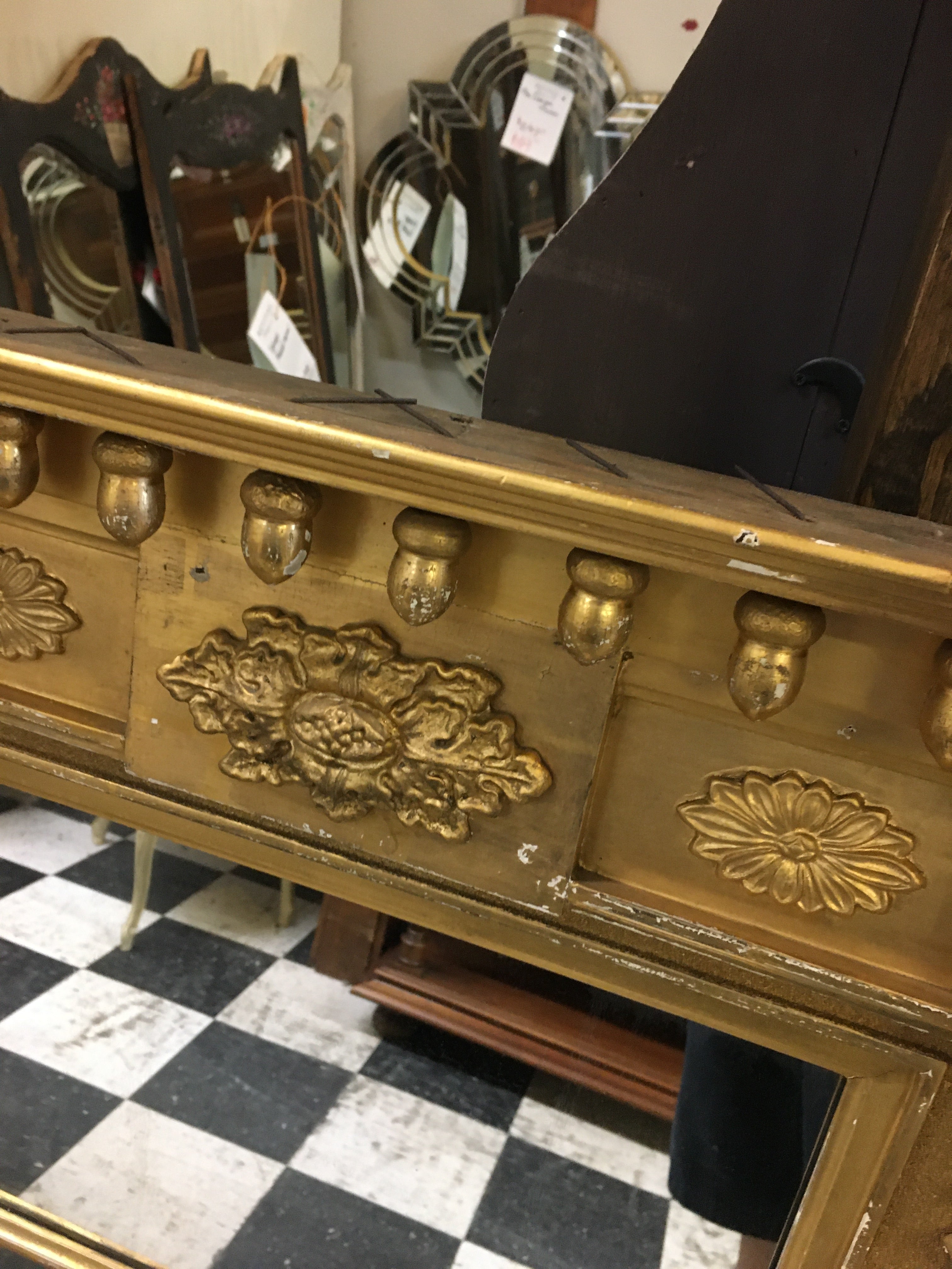 ANTIQUE COLUMNED FRENCH GILT MIRROR c.1900