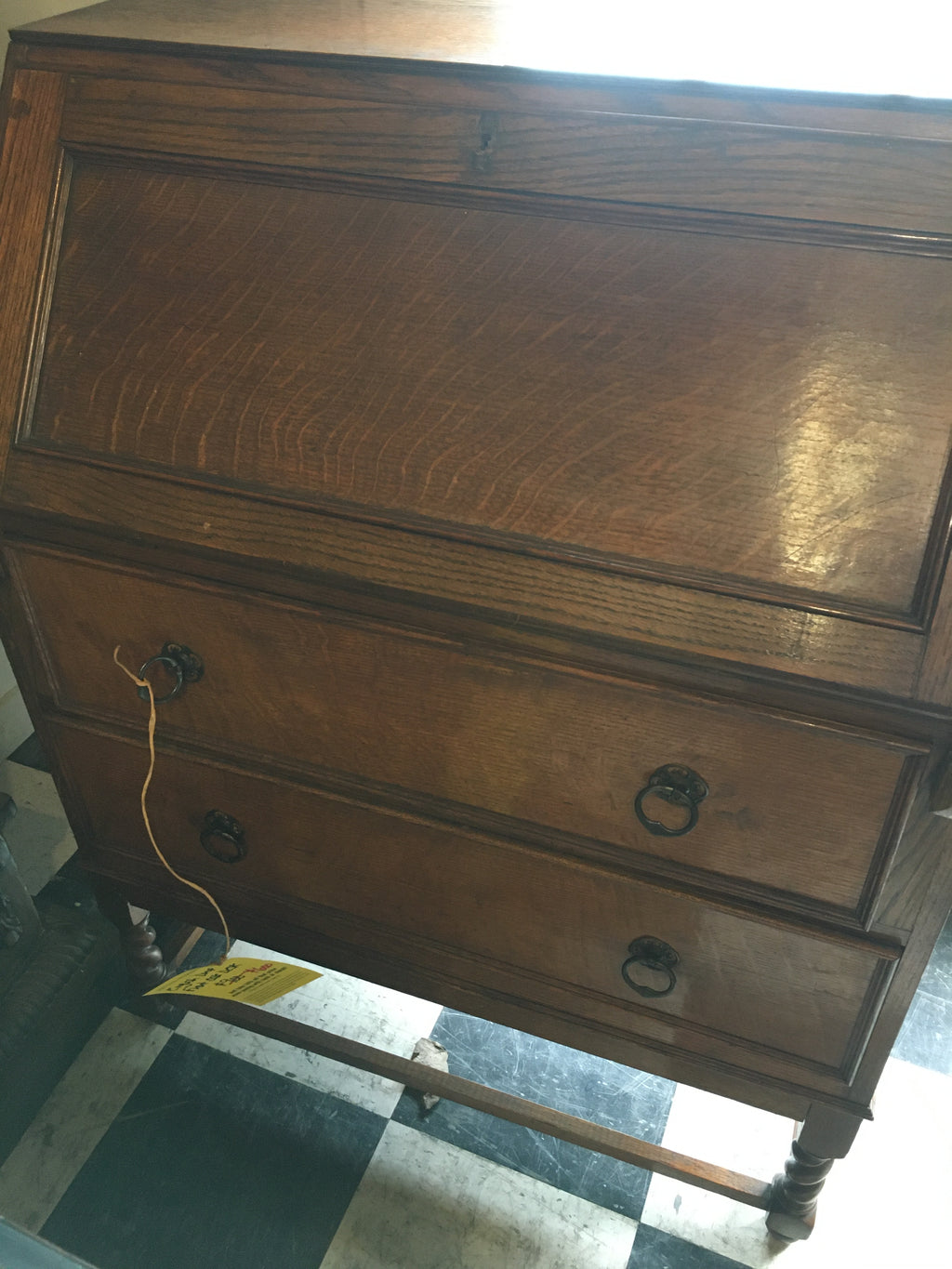 ENGLISH DROP FRONT OAK DESK