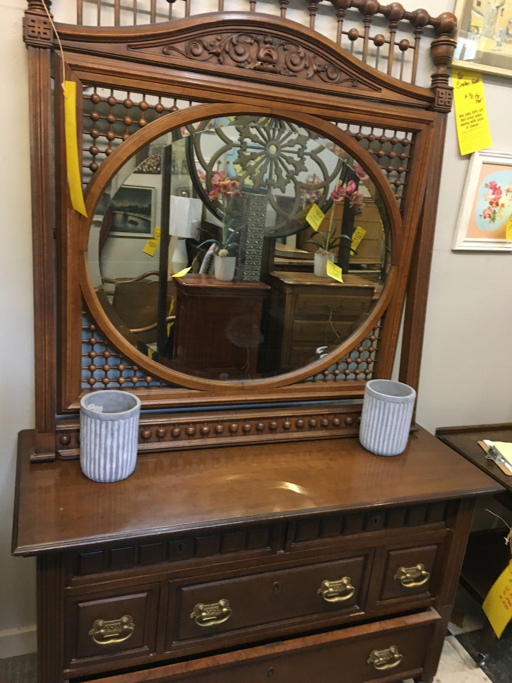 AMERICAN MAPLE DRESSING CHEST WITH UNUSUAL MIRROR c.1900