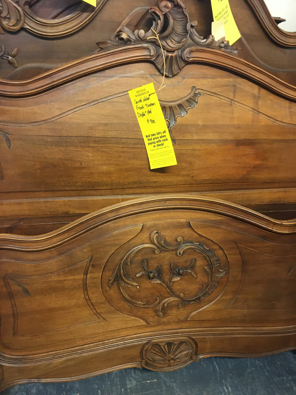 CARVED WALNUT FRENCH EUROPEAN DOUBLE BED