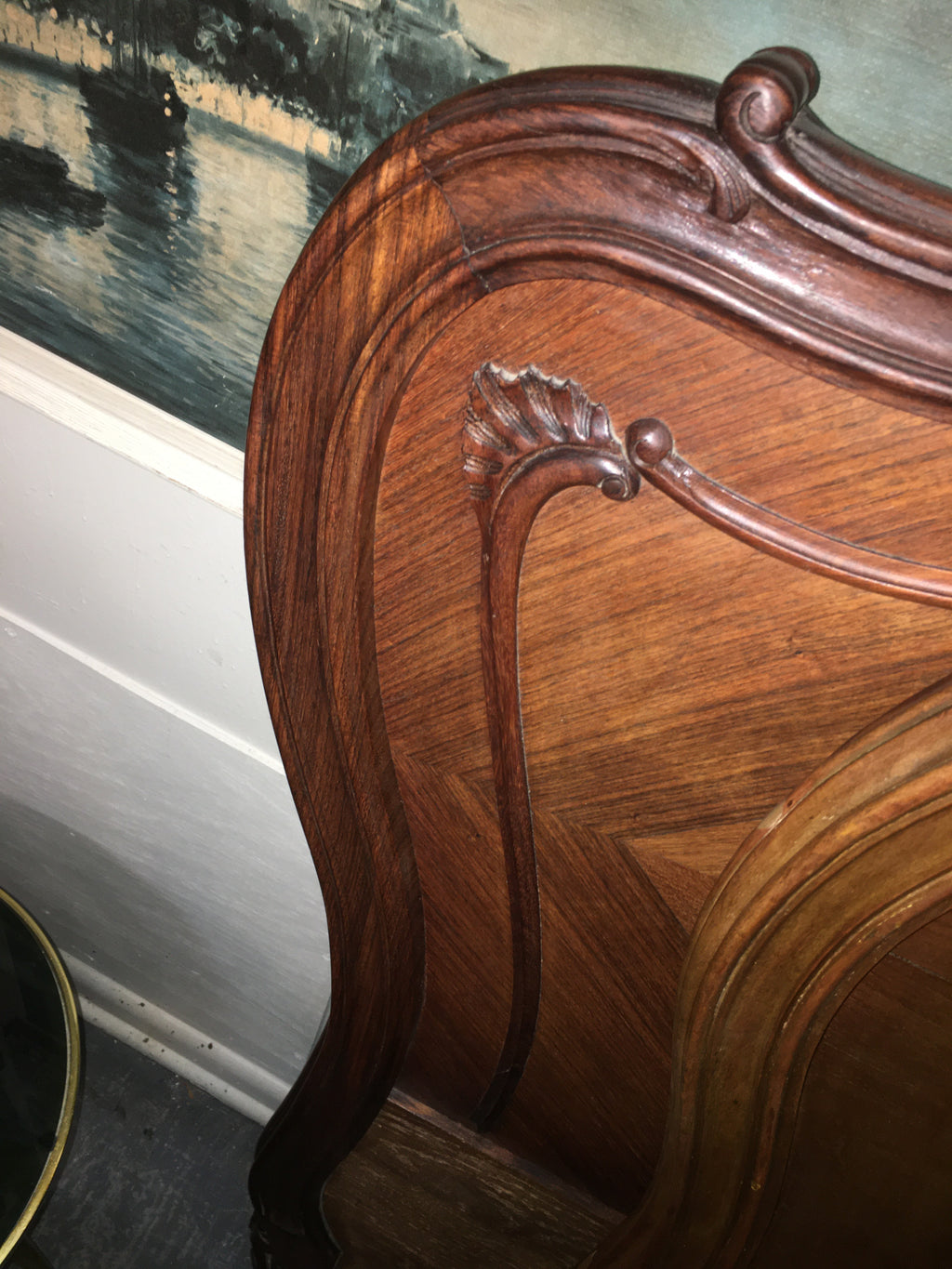 CARVED ROSEWOOD FRENCH EUROPEAN DOUBLE SIZE BED  c.1920