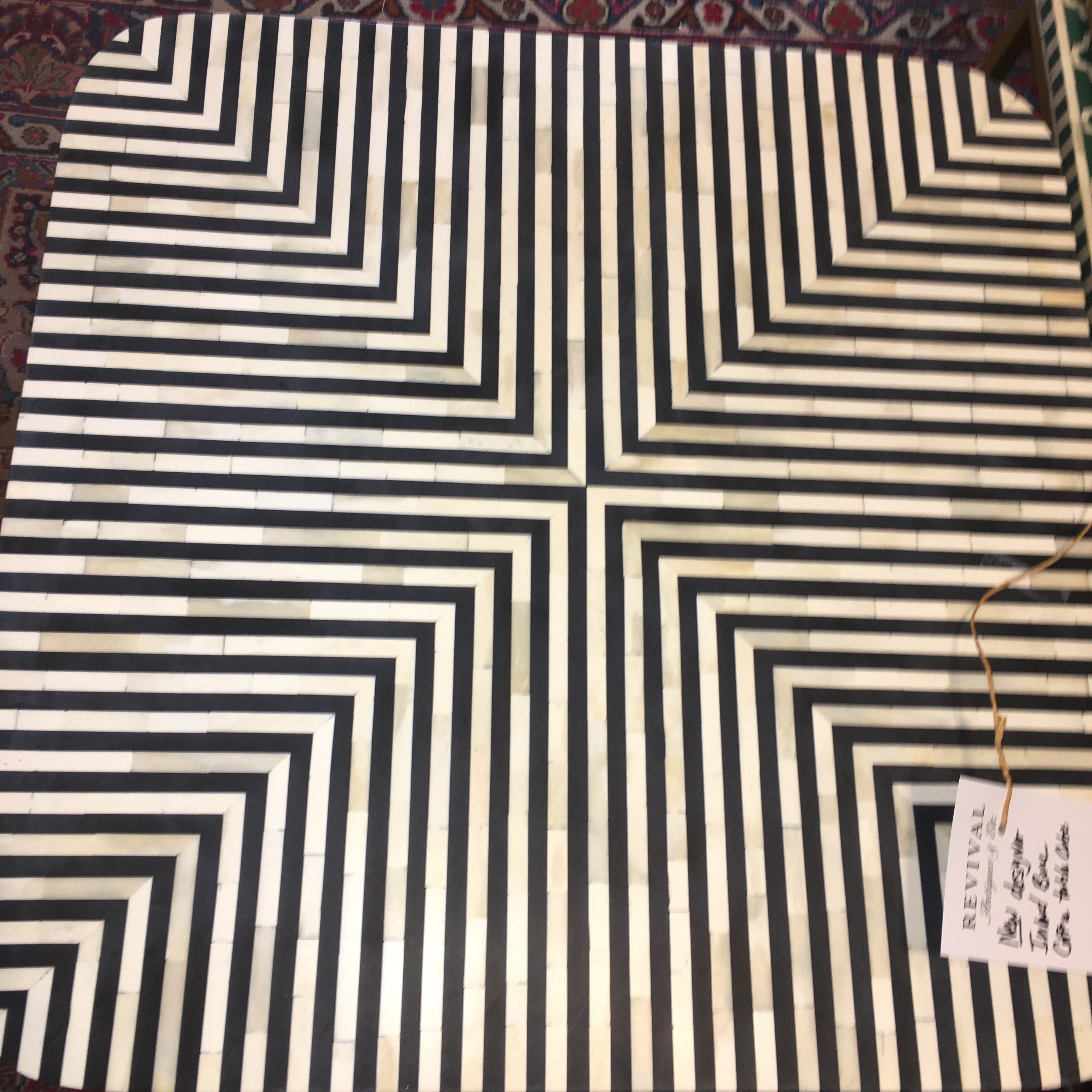 NEW DESIGNER INLAID BONE COFFEE TABLE CUBE