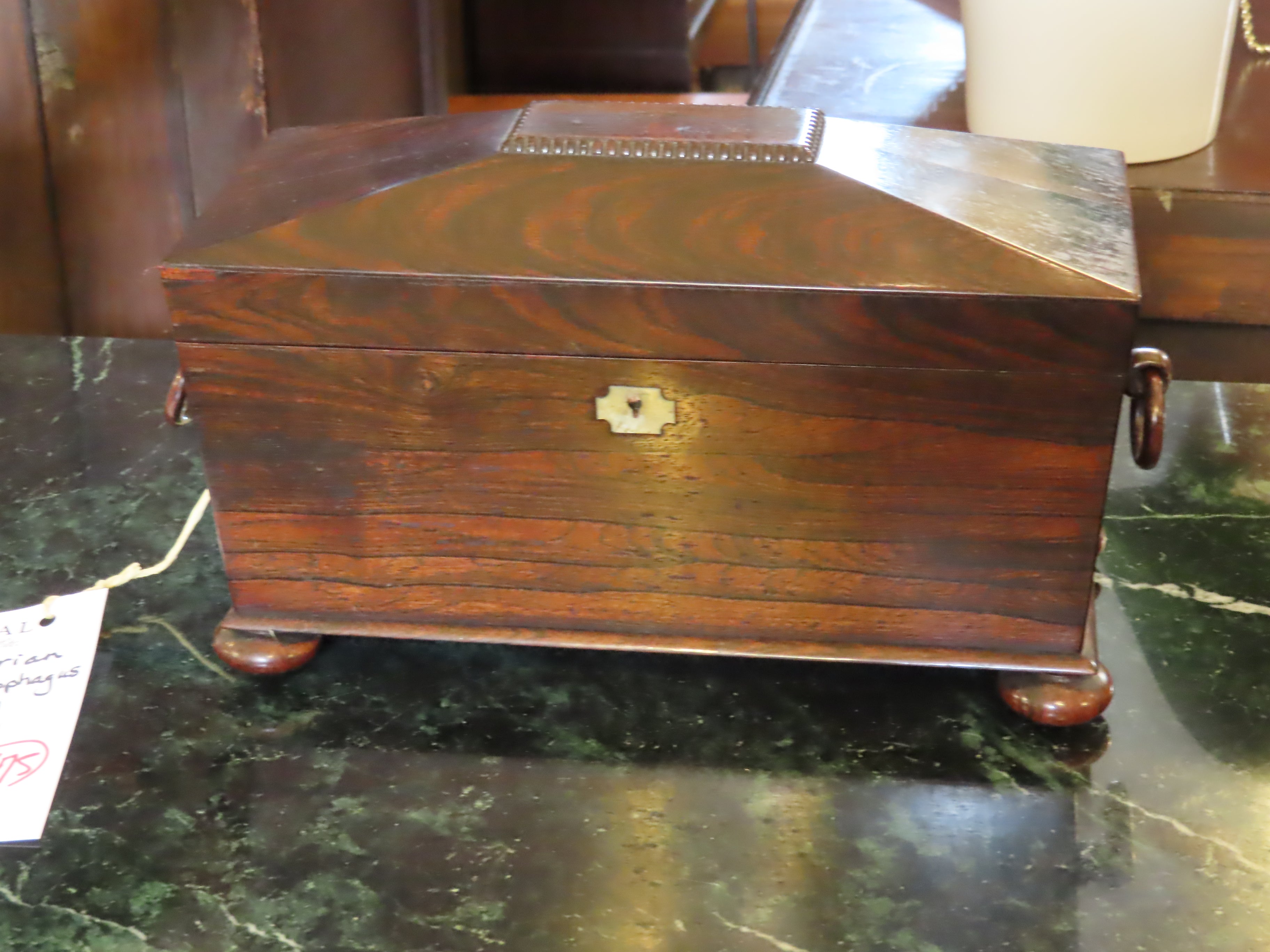 English Victorian Rosewood Sarcophagus Tea Caddy