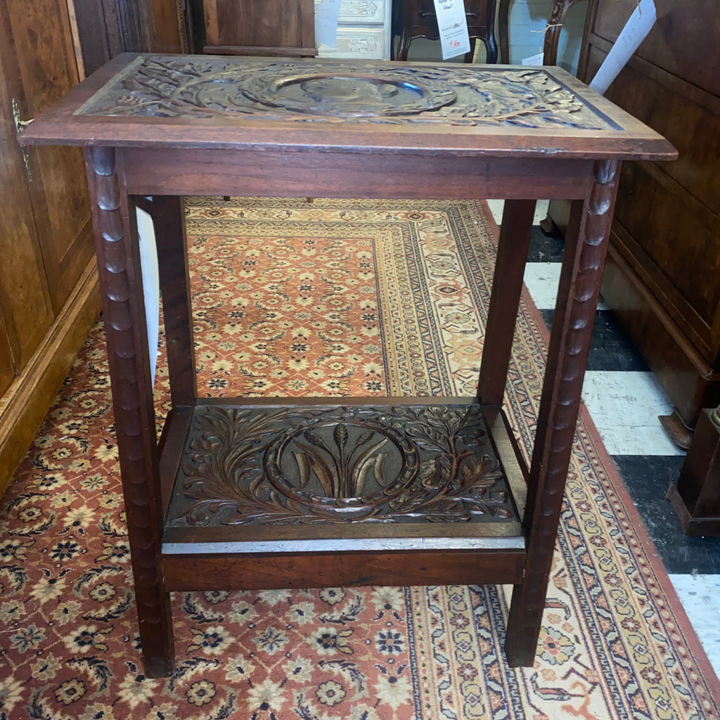 Dark Carved Oak Table C. 1890s
