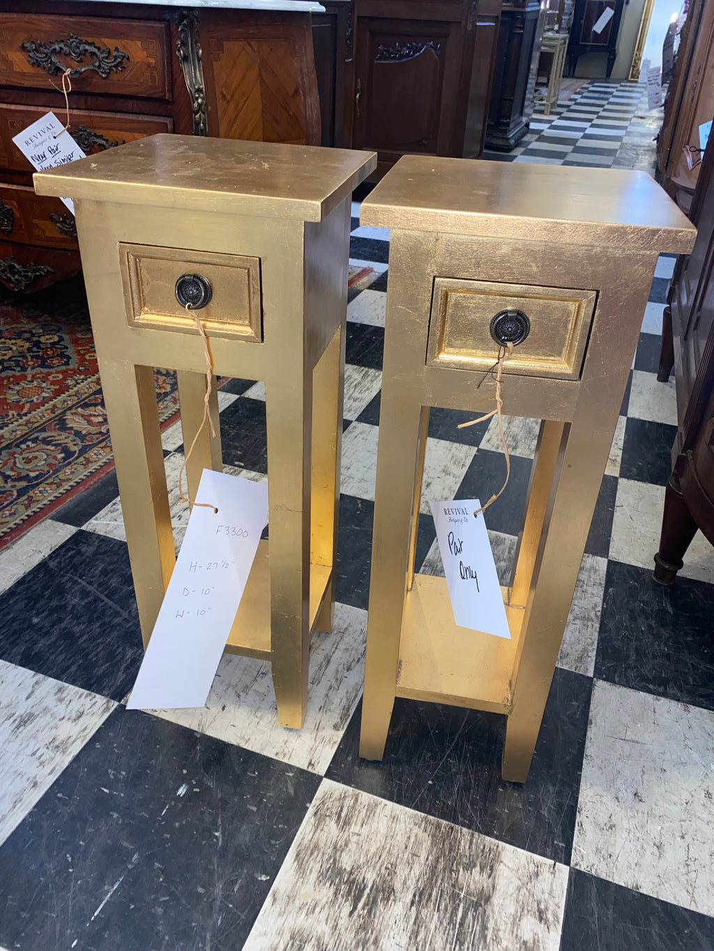 Pair of Petite Gold Tables New